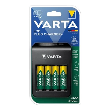 Varta 57687101441 - Cargador de baterías LCD 4xAA/AAA 2100mAh 230V
