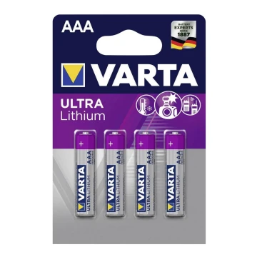 Varta 6103301404 - 4 uds Batería de Litio ULTRA AAA 1,5V