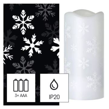 Vela de Navidad LED LED/3xAAA copos de nieve blanco frío