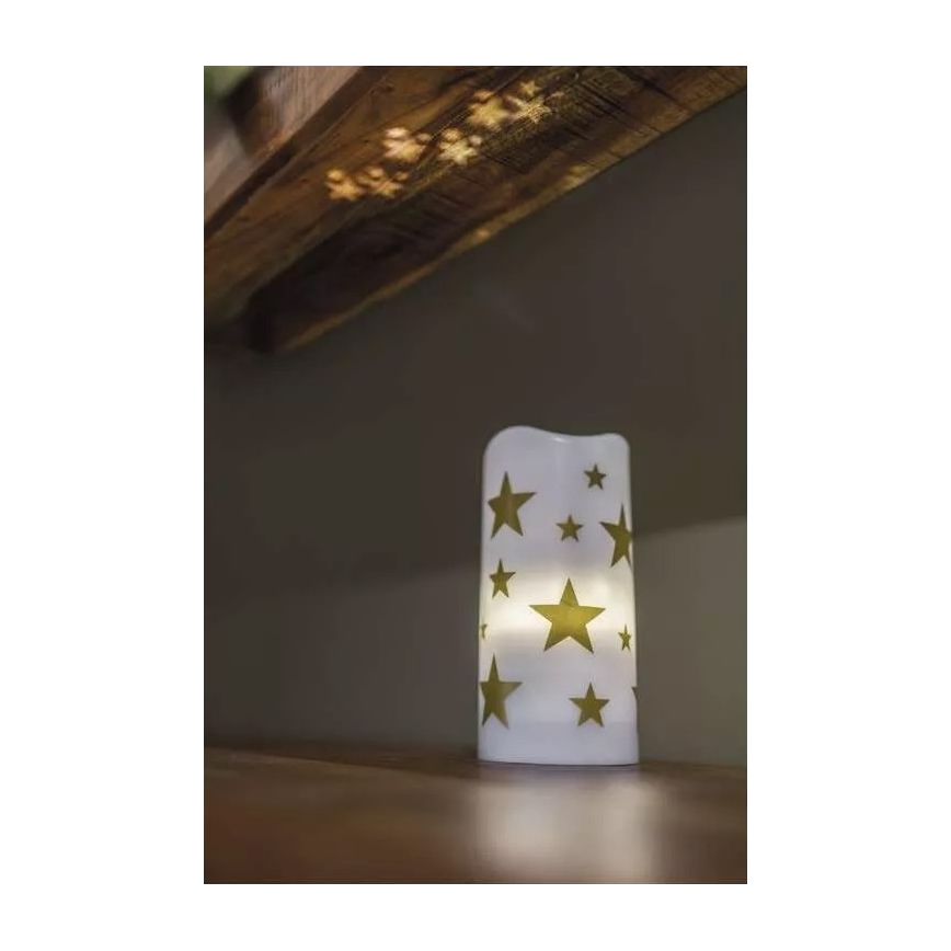 Vela de Navidad LED LED/3xAAA estrellas blanco cálido