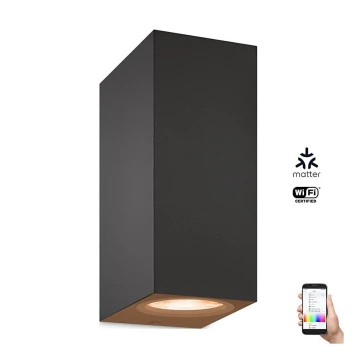 WiZ - Aplique LED RGBW regulable UP&DOWN 2xGU10/4,7W/230V 2200-6500K Wi-Fi CRI 90 negro