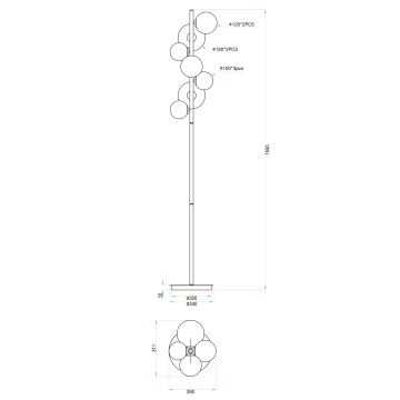 Wofi 3014-701W - Lámpara LED de pie VILLA 7xG9/3W/230V dorado