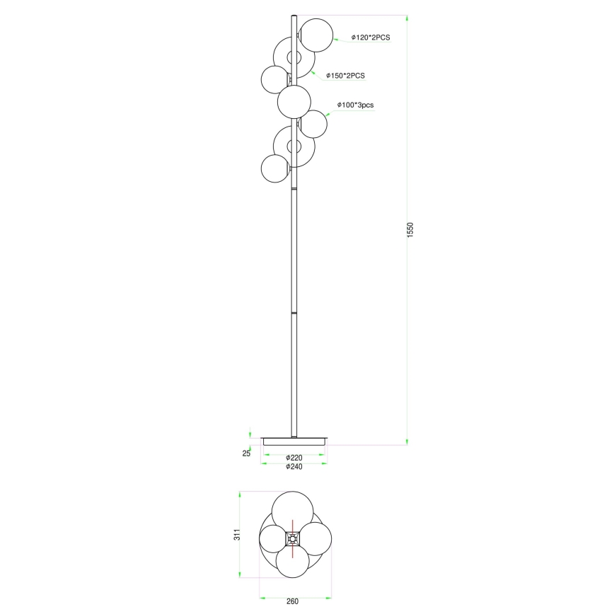 Wofi 3014-705W - Lámpara LED de pie VILLA 7xG9/2,7W/230V