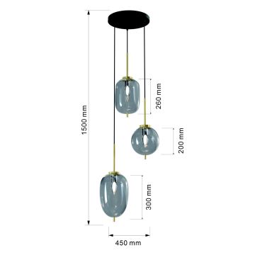 Wofi 5007-302 - Lámpara colgante BELLEVILLE 3xE14/40W/230V negro/dorado