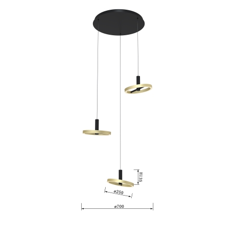 Wofi 5016-304 - Lámpara de araña LED regulable BREST LED/26W/230V negro/dorado