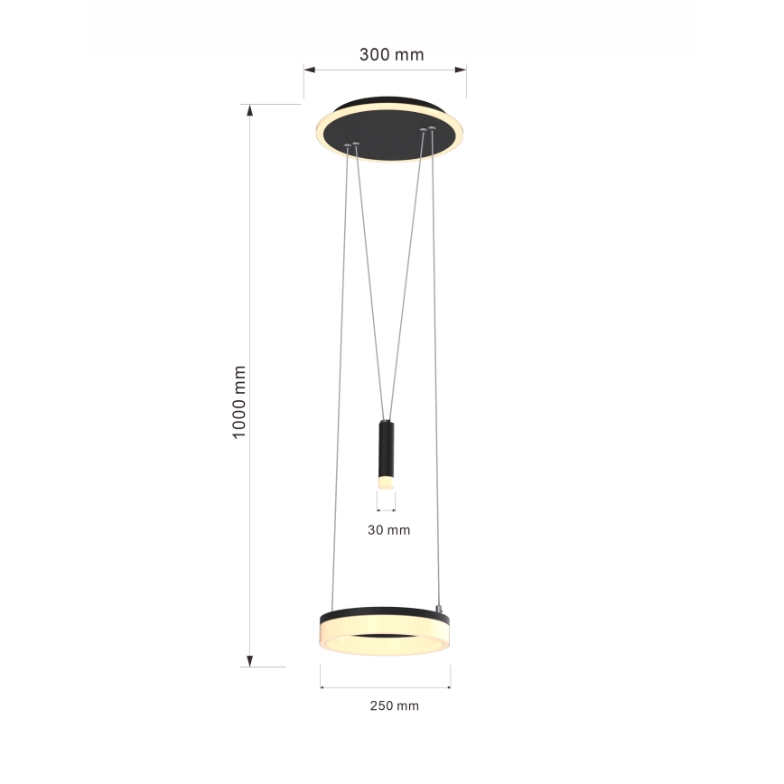 Wofi 6054-302 - Lámpara de araña LED regulable JESSE LED/15,5W/230V negro