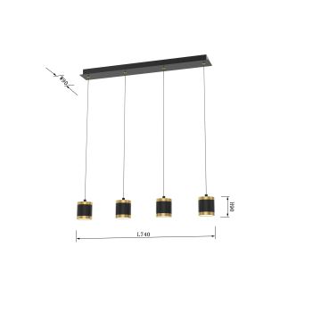 Wofi 7003-404 - Lámpara de araña LED regulable TOULOUSE LED/34W/230V negro/dorado