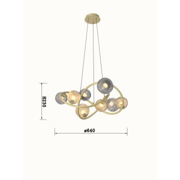 Wofi 7015-804 - Lámpara LED colgante METZ 8xG9/3,5W/230V dorado/gris