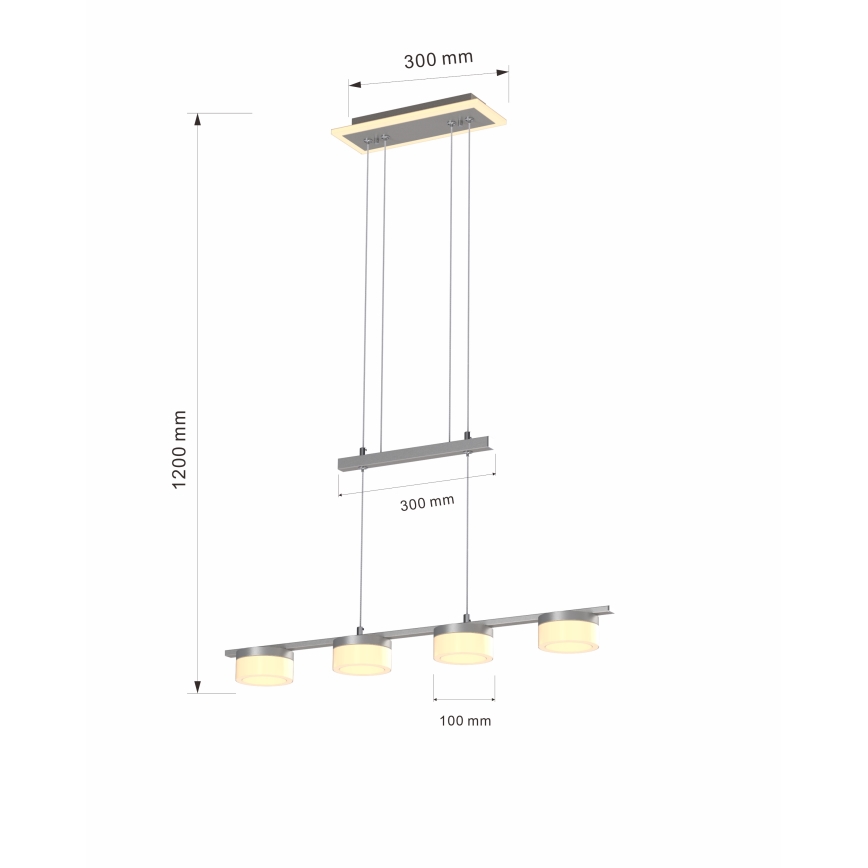 Wofi 7054-503 - Lámpara de araña LED regulable JESSE LED/21W/230V cromo mate