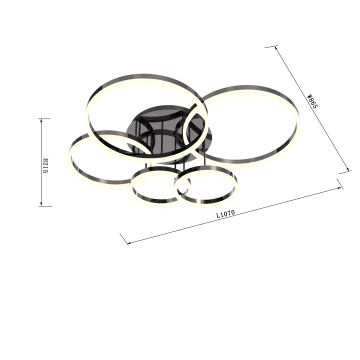 Wofi 9049-605 - Lámpara de techo LED regulable PERPIGNAN LED/80W/230V cromo negro