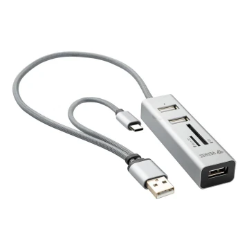 Yenkee - USB 2.0 y USB-C OTG regleta y lector de tarjetas