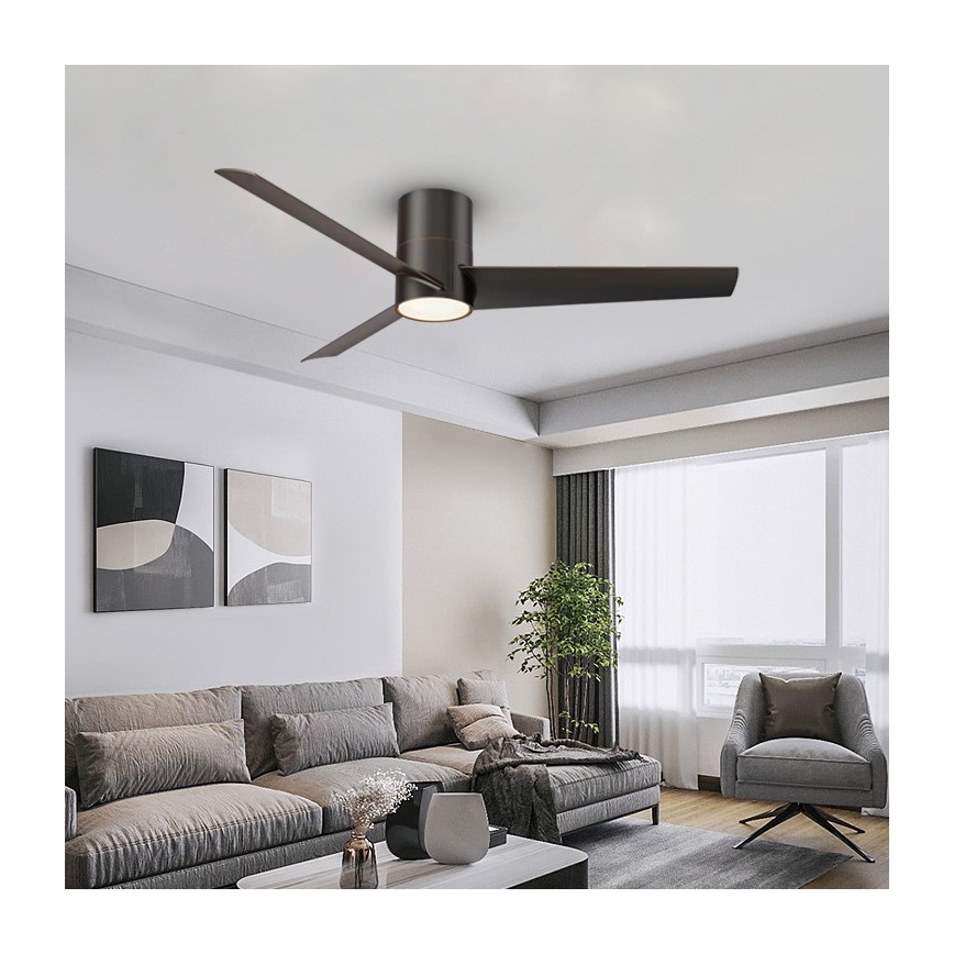 ZEVENTI - Ventilador de techo LED BARROSA LED/18W/230V Wi-Fi Tuya negro + control remoto