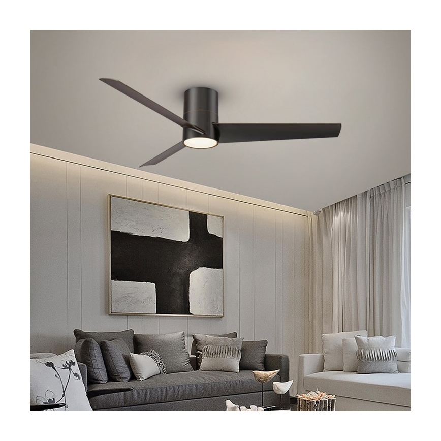 ZEVENTI - Ventilador de techo LED BARROSA LED/18W/230V Wi-Fi Tuya negro + control remoto