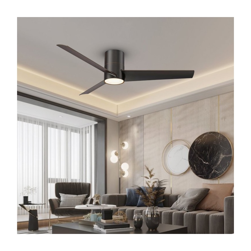 ZEVENTI - Ventilador de techo LED BARROSA LED/18W/230V Wi-Fi Tuya negro + control remoto