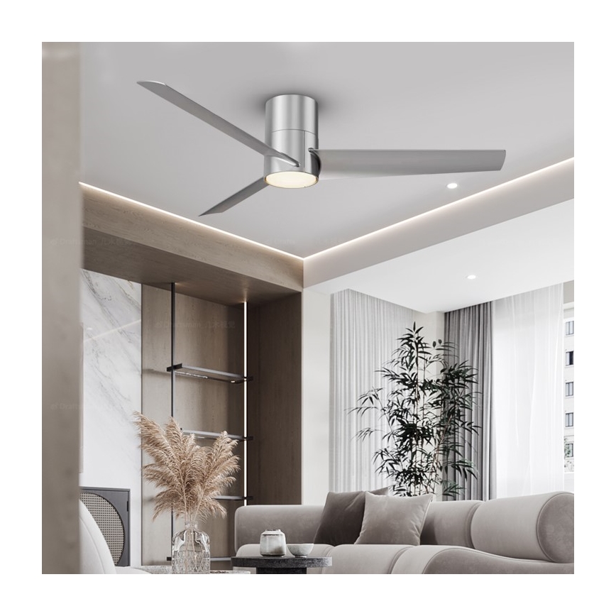 ZEVENTI - Ventilador de techo LED BARROSA LED/18W/230V Wi-Fi Tuya cromo + control remoto