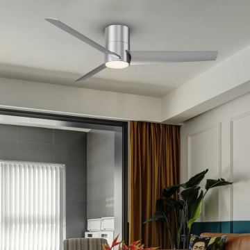 ZEVENTI - Ventilador de techo LED BARROSA LED/18W/230V Wi-Fi Tuya cromo + control remoto