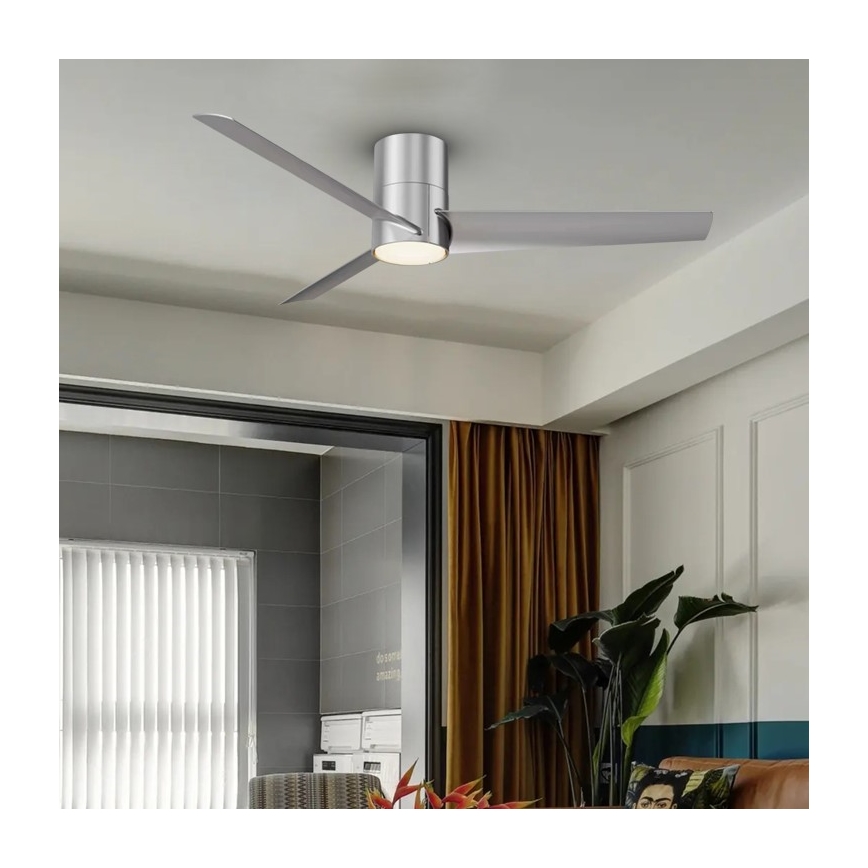 ZEVENTI - Ventilador de techo LED BARROSA LED/18W/230V Wi-Fi Tuya cromo + control remoto