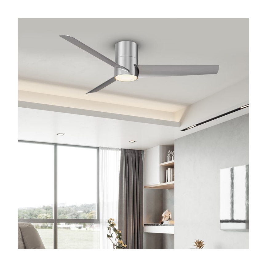 ZEVENTI - Ventilador de techo LED BARROSA LED/18W/230V Wi-Fi Tuya cromo + control remoto