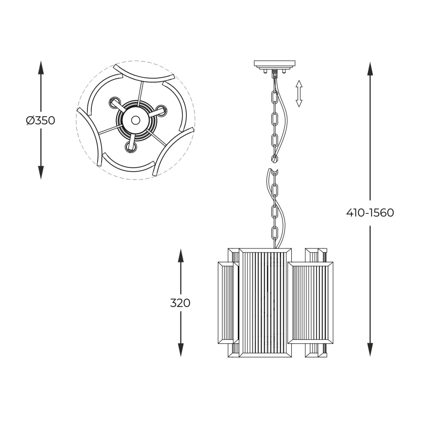 Zuma Line - Lámpara colgante con cadena 3xE14/60W/230V dorado