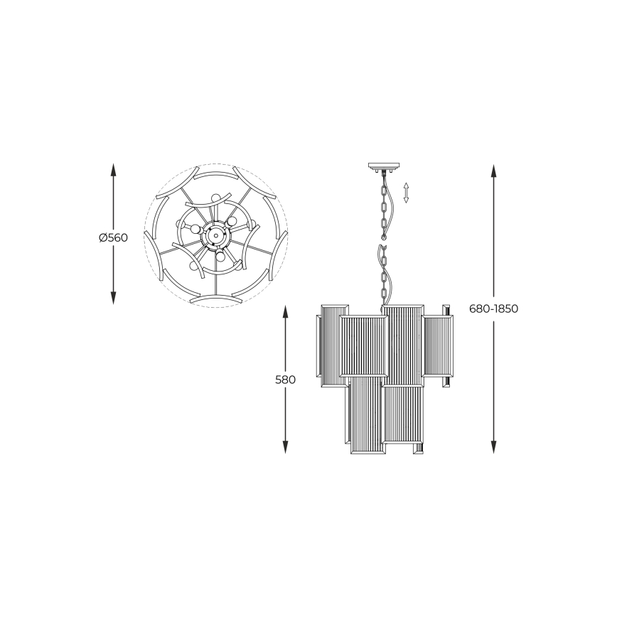 Zuma Line - Lámpara colgante con cadena 8xE14/60W/230V plata